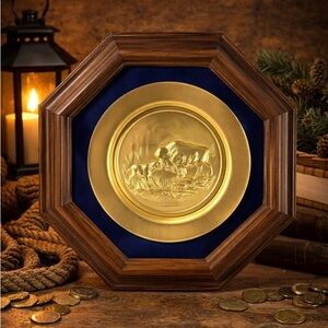 Gunther Granget 24K Gold Electroplate Buffalo Plate American Heritage Framed LE